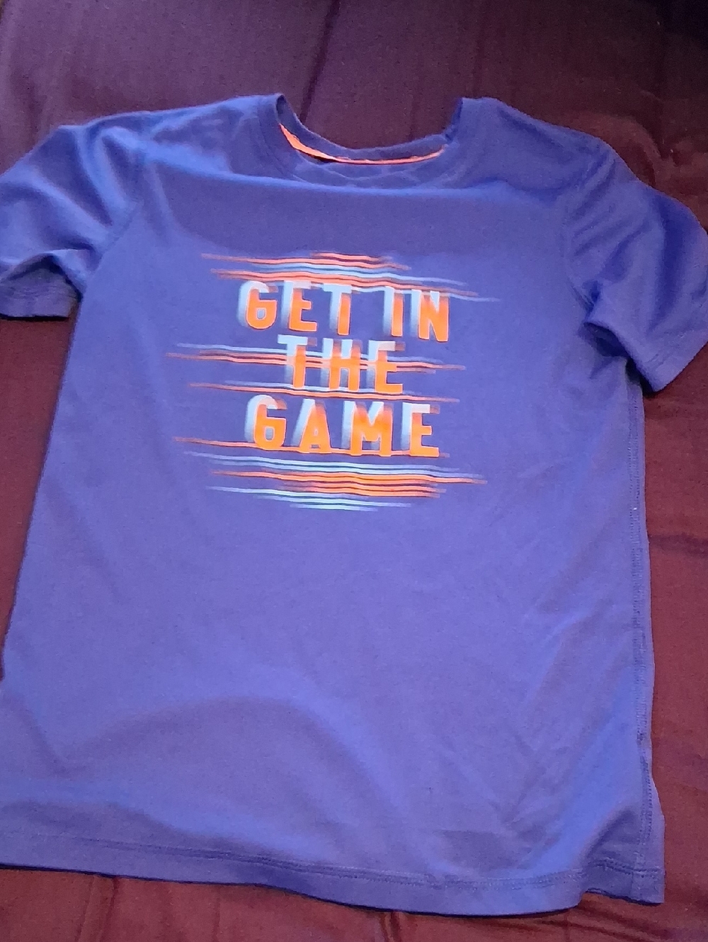 all in motion Blue Performance Tee with Orange Accent Graphic